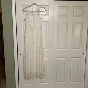 Long white lace dress. Small adult